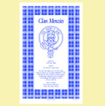 Menzies Clan Scottish Blue White Cotton Printed Tea Towel