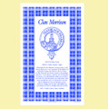 Morrison Clan Scottish Blue White Cotton Printed Tea Towel