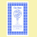 Munro Clan Scottish Blue White Cotton Printed Tea Towel