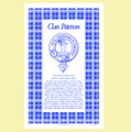 Paterson Clan Scottish Blue White Cotton Printed Tea Towel
