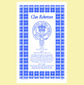 Robertson Clan Scottish Blue White Cotton Printed Tea Towel