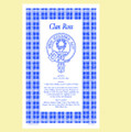 Ross Clan Scottish Blue White Cotton Printed Tea Towel