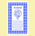 Scotland Crest Blue White Cotton Printed Tea Towel