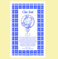 Scott Clan Scottish Blue White Cotton Printed Tea Towel