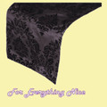 Silver Black Damask Flocking Taffeta Wedding Table Runners Decorations x 5 For Hire