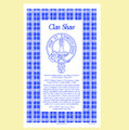 Shaw Clan Scottish Blue White Cotton Printed Tea Towel