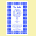 Sinclair Clan Scottish Blue White Cotton Printed Tea Towel
