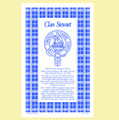 Stewart Clan Scottish Blue White Cotton Printed Tea Towel