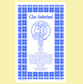 Sutherland Clan Scottish Blue White Cotton Printed Tea Towel