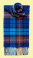 Buchanan Blue Clan Tartan Lambswool Unisex Fringed Scarf