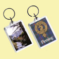 Fleming Clan Badge Tartan Family Name Acryllic Key Ring Set of 3
