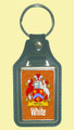 White Coat of Arms English Family Name Leather Key Ring Set of 2