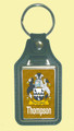 Thompson Coat of Arms English Family Name Leather Key Ring Set of 2