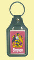 Simpson Coat of Arms English Family Name Leather Key Ring Set of 2