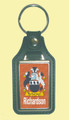 Richardson Coat of Arms English Family Name Leather Key Ring Set of 2