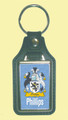 Phillips Coat of Arms English Family Name Leather Key Ring Set of 2