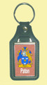 Paton Coat of Arms English Family Name Leather Key Ring Set of 2