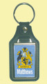 Matthews Coat of Arms English Family Name Leather Key Ring Set of 2