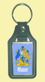Mason Coat of Arms English Family Name Leather Key Ring Set of 2