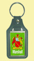 Marshall Coat of Arms English Family Name Leather Key Ring Set of 2
