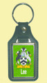 Lee Coat of Arms English Family Name Leather Key Ring Set of 2
