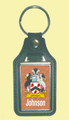 Johnson Coat of Arms English Family Name Leather Key Ring Set of 2