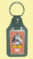 Hall Coat of Arms English Family Name Leather Key Ring Set of 2