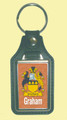Graham Coat of Arms English Family Name Leather Key Ring Set of 2