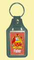 Fisher Coat of Arms English Family Name Leather Key Ring Set of 4