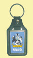 Edwards Coat of Arms English Family Name Leather Key Ring Set of 4
