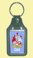 Clark Coat of Arms English Family Name Leather Key Ring Set of 2