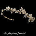 Light Gold Rhinestone Crystal Floral Offset Wedding Bridal Headband