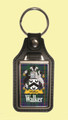 Walker Coat of Arms Tartan Scottish Family Name Leather Key Ring Set of 2