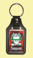 Simpson Coat of Arms Tartan Scottish Family Name Leather Key Ring Set of 2