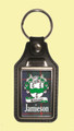 Jamieson Coat of Arms Tartan Scottish Family Name Leather Key Ring Set of 2