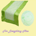 Apple Green Embroidered Wedding Table Runners Decorations x 10 For Hire