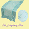 Baby Blue Embroidered Wedding Table Runners Decorations x 5 For Hire