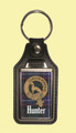 Hunter Clan Badge Tartan Scottish Family Name Leather Key Ring Set of 4