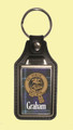 Graham Clan Badge Tartan Scottish Family Name Leather Key Ring Set of 2