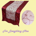 Burgundy Wine Embroidered Wedding Table Runners Decorations x 25 For Hire