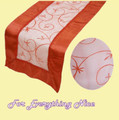 Burnt Orange Embroidered Wedding Table Runners Decorations x 10 For Hire