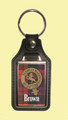 Brown Clan Badge Tartan Scottish Family Name Leather Key Ring Set of 4