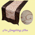 Chocolate Brown Embroidered Wedding Table Runners Decorations x 5 For Hire