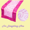 Fuchsia Pink Embroidered Wedding Table Runners Decorations x 10 For Hire