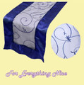 Navy Blue Embroidered Wedding Table Runners Decorations x 5 For Hire
