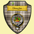 Douglas Grey Modern Tartan Crest Wooden Wall Plaque Shield