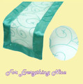 Turquoise Embroidered Wedding Table Runners Decorations x 25 For Hire