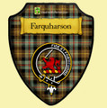 Farquharson Weathered Tartan Crest Wooden Wall Plaque Shield