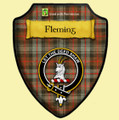 Fleming Weathered Tartan Crest Wooden Wall Plaque Shield