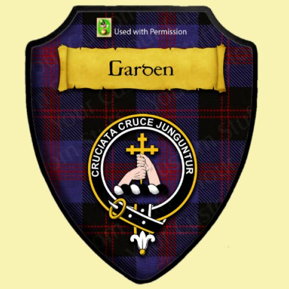 Dennistoun Tartan Crest Black Garden Flag - Gold Thistle Style